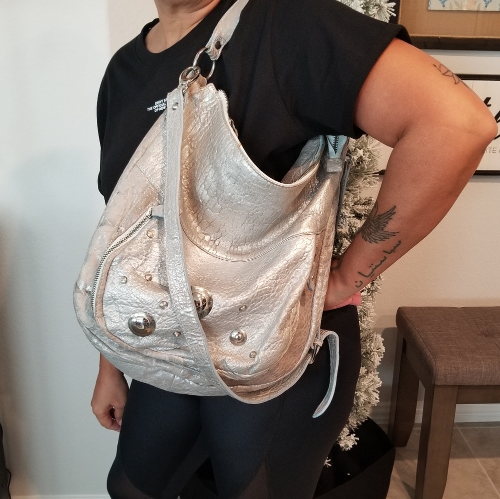 Cynthia Rowley Silver Italian Leather Handbag
